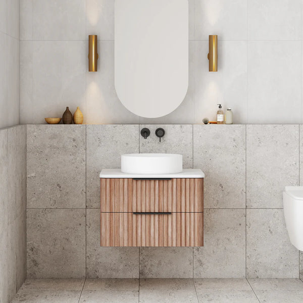 Cassa Designs Gravity Curved Wall Hung Vanity Walnut