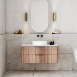 Cassa Designs Gravity Curved Wall Hung Vanity Walnut