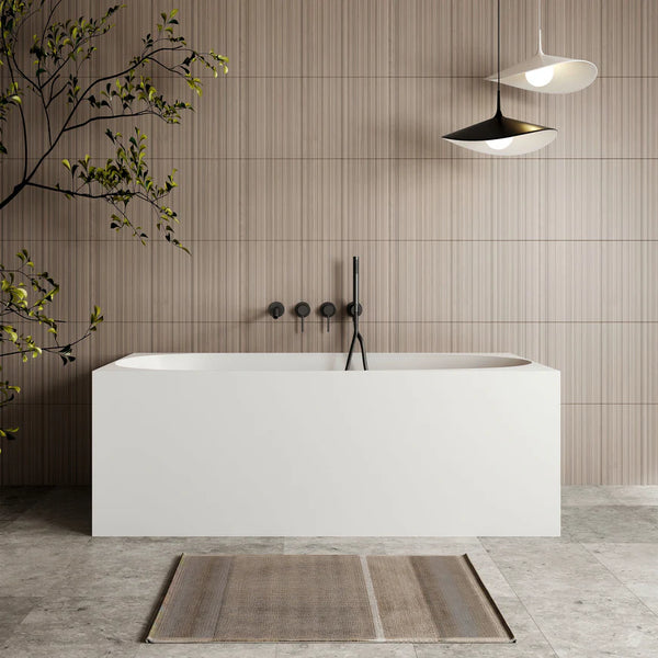 Cassa Design New Multi Square Corner Back To Wall Freestanding Bath Matte White