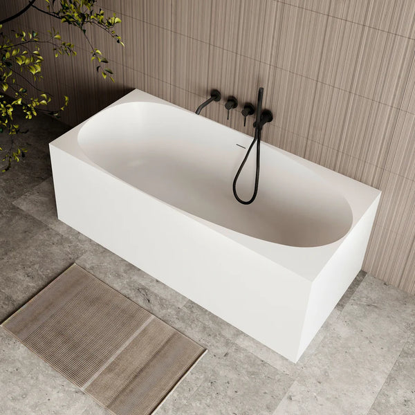 Cassa Design New Multi Square Corner Back To Wall Freestanding Bath Matte White