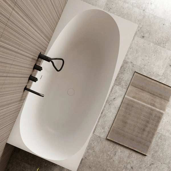 Cassa Design New Multi Square Corner Back To Wall Freestanding Bath Matte White