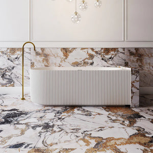 Cassa Designs V-Groove Corner Back To Wall Bath Matte White - Right Hand Corner