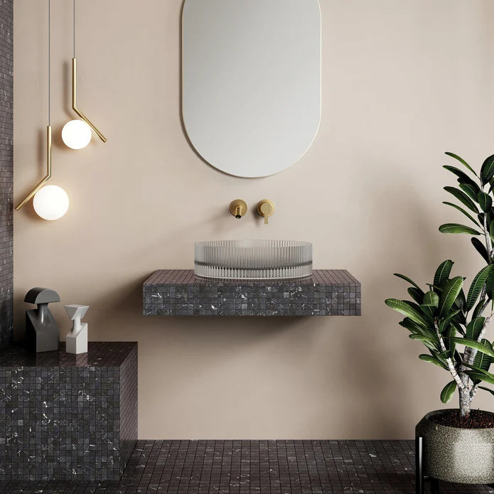 Wow V-Groove Translucency Round Above Counter Basin Crystal Clear