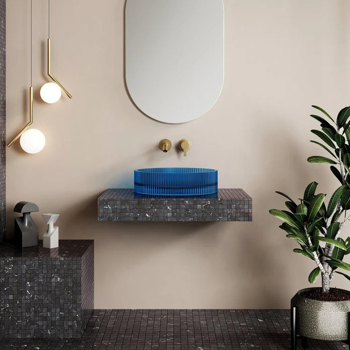 Wow V-Groove Translucency Round Above Counter Basin Sky Blue