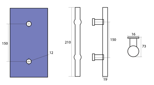Round Double Pull Door Handle Ladder Style 210mm Satin Gun Metal
