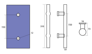 Round Double Pull Door Handle Ladder Style 310mm Satin Gun Metal