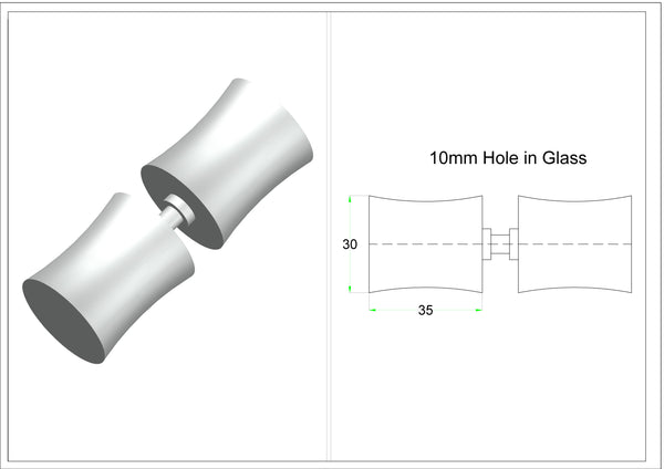 Shower Door Knob EK2 Polished Chrome