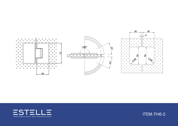 Boston 6-8mm Glass to Glass 180 Degree Shower Hinge - Satin Nickel