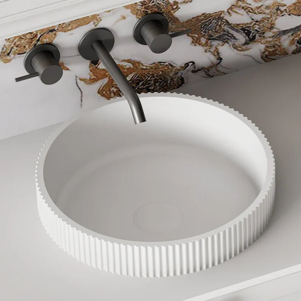 V-Groove Round Semi-inset Basin Matte White