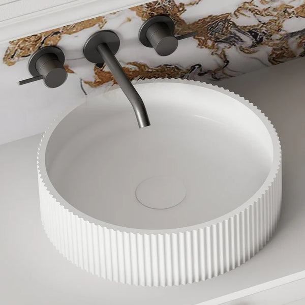 V-Groove Round Above Counter Basin Matte White