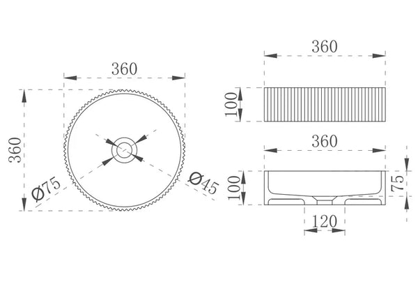 V-Groove Round Above Counter Basin Matte White