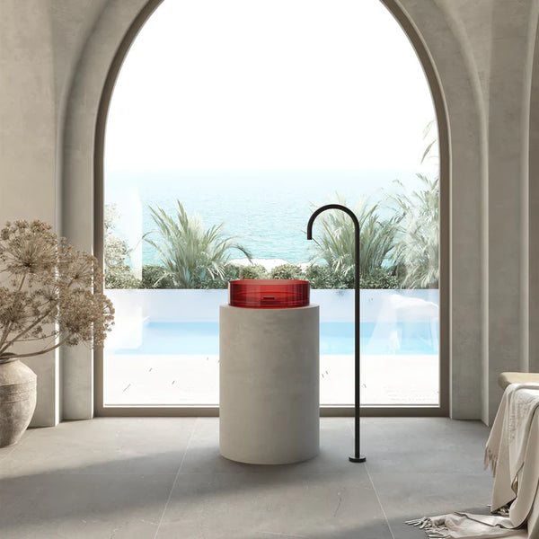 Wow Translucency Round Above Counter Basin Vivid Red