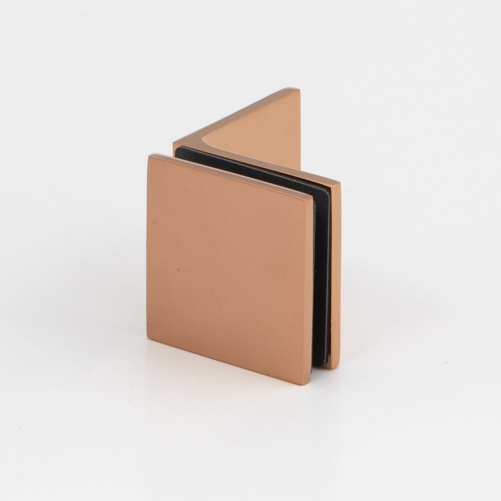 Boston 90 Degree Wall to Glass Bracket Polished Rose Gold