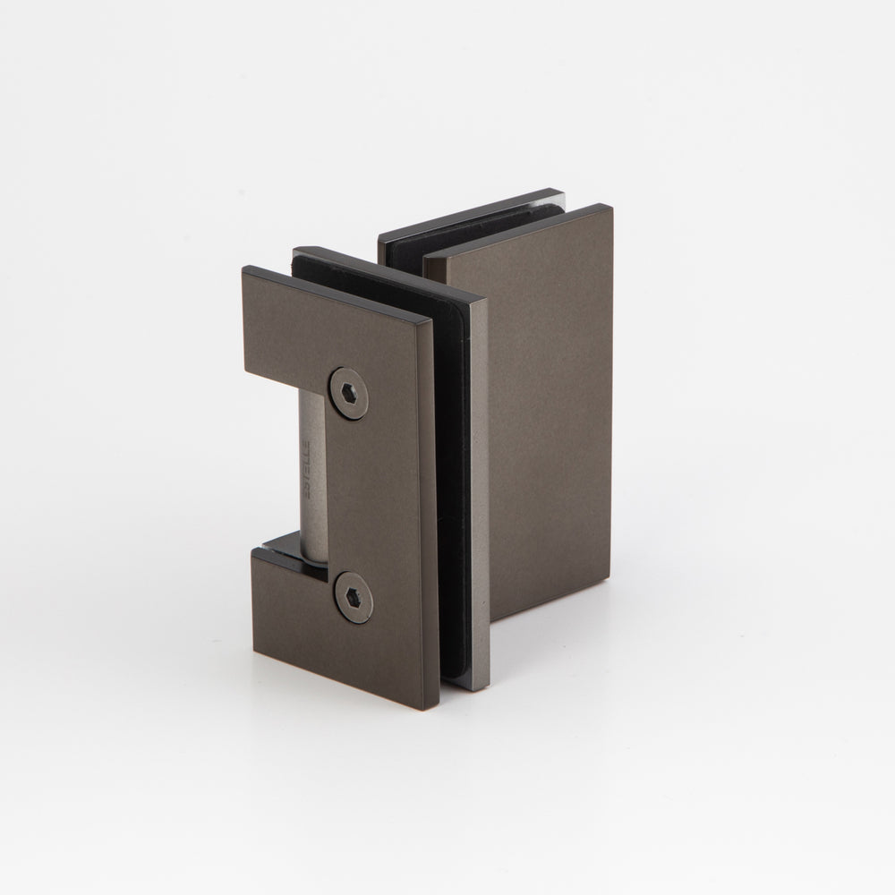 180 degree glass to glass hinge brushed gun metal